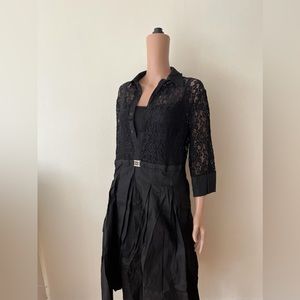 NWT vintage style women’s floral lace 3/4 sleeve A line pleated black dress XXL